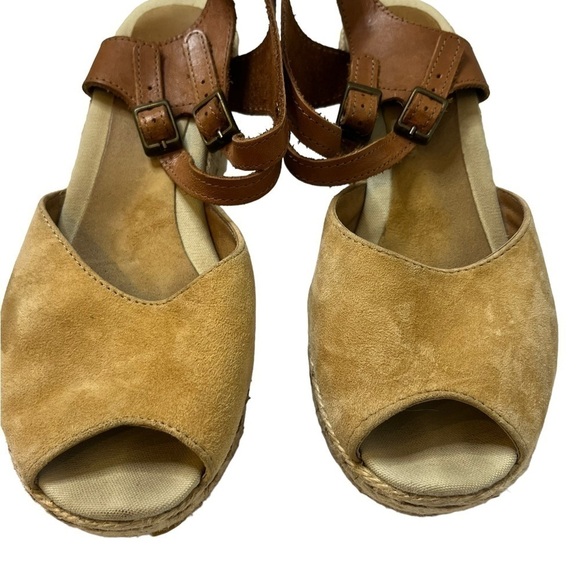 JACQUES LEVINE Camel Elise Wedge Sandals - Picture 3 of 8